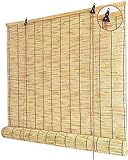 ZKORN Schilfrollos Bambus Rollo Jalousie Bambusrollo, Bambusrollo Bambus Raffrollo,Lichtfilterung/Wasserdicht,Für Garten/Fenster/Tür/Küche, Bambusrollo Sonnenschutz (Size: 150x350cm/59x140in)