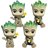 BESTZY 4PCSBaby Groot Blumentopf, Baby Groot Blumentopf Deko, Guardians of The Galaxy Groot für Stifthalter, Pflanzentopf mit Ablaufloch, PVC Held Figur Wohnk