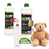 BIOHY Kuschelweich-Set + Zubehör | Polsterreiniger | Teppichreiniger | Sprühflasche | Spülbürste | nachhaltig & sauber | effektive Reinigungsmittel | blitzschnelle Wirkung | k