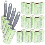 WELLGRO 20er Set Fusselrollen - 20 Rollen mit je 90 Blatt + 4 Abroller, 1800 diagonal perforierte Blätter für leichtes Ab