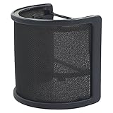 LEAGY Metall Mesh und Schaumstoff-Schicht Mikrofon Cover Handheld Mikrofon Pop Filter Windschutzscheibe Wind Screen Studio Shield Halterung, Schw