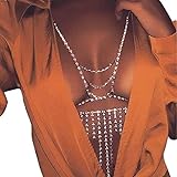 Sethain Mode Body Chain Strass Silber Quastenketten Bh Night Club Bikini KarosserieZubehör Schmuck für Frauen und M