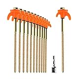 com-four® 12x Zeltheringe - robuste Stahl-Heringe mit Gewinde und Seil-Halterung - Felsboden-Erdnägel für Camping und Outdoor - Zelthaken für harten Boden und H