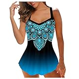 CASOU BH Bra Set Damen Plus Size Print Strappy Back Tankini Set Zweiteilige Badeanzüge Badek