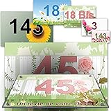 Großes Schild Lexan Nummern und Hausadresse - für Straßen, Garage, Türen und Briefkasten, Blumenkollektion mit 2 Zeilen personalisierb