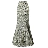 Damen Boho Langer Bleistiftrock Figurbetontes Kleid Elegant Abendkleid Partykleid Röcke Meerjungfrauen Rock mit Rüschenbund und Krawatten langem Bodycon Hohe Taille Ästhetisches Kleider Streetw