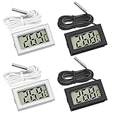 Thlevel Mini LCD Digital Thermometer Temperatur Tester mit Externem Sensor für Kühlschrank Gefrierschrank Kühlschrank Aquarium (4 PCS mit extern Sensor)