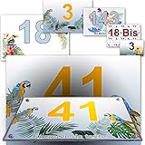 Großes Schild Lexan Nummern und Hausadresse - für Straßen, Garage, Türen und Briefkasten, Vogelkollektion 2 personalisierb