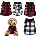 Strecken Hunde Vlies Weste Weicher Klassisch Plaid Basic Hundepullover für Kleine Hunde Warme Hunde Hemd Pullover Hundemantel Jacke Winter Hundebekleidung für Teddy mit Leinenloch (S)