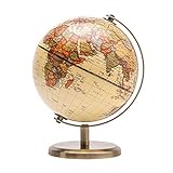EXERZ 14cm Antiker Globus- Englische Karte - Metallbasis Bronzierte Farbe - Pädagogische/geografische/Moderne Schreibtischdekoration - für Schule, Zuhause und Bü