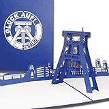 3D Geburtstagskarte „Schalke – Glück Auf“ - Pop-Up Karte Gelsenkirchen - als Geburtstagsgeschenk, Einladungskarte, Gutschein & Ruhrpott S