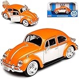 Motormax Volkwagen Käfer Coupe Coupe Orange mit Beige und Kofferhalter 1/24 M