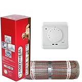 elektrische Fußbodenheizung FOXYMAT.SL RAPID (200 Watt pro m²) mit Thermostat QM.AG, 10.0 m² (0.5m x 20m)