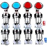 TX GIRL 12 Stück/Lots Chrom Beleuchteter Arcade-Taste Mit 5V / 12V LED-Lampe & Mikroschalter Für Arcade-Kampfspiele Projekte (Color : Red and Blue)