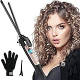Mini Lockenstab, Ohuhu 9mm Lockenstab Keramik, Lockenstab Kleine Locken mit LCD Temperaturanzeige für kurzes langes Haar Einstellbare Temperatur und Hitze Handschuh für Frauen M