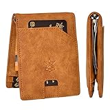 MANACI Slim Wallet Geldbörse mit Münzfach und Geldklammer + 100% veganes Material mit RFID Schutz - Forrest Brown + Mono-Kartenhalter fürs Smartp