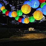 Qedertek Solar Lichterkette Lampion Außen 6 Meter 30 LED Laternen 2 Modi Wasserdicht Solar Beleuchtung für Garten, Hof, Hochzeit, Fest Deko (Bunt)