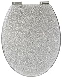 Gelco 709563 Glitter WC-Sitz, Motiv Glitter, Absenkautomatik Kunstharz Silber 46 x 34 x 7,5 