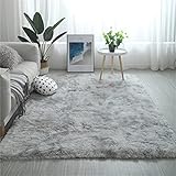 Tomifine Hochflor Langflor Teppich Wohnzimmer Teppiche Modern für Schlafzimmer, Kinderzimmer Weiche Teppiche Shaggy (40 x 60 cm,Grau a)