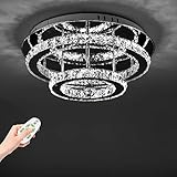 JDONG Hochwertige LED Kristall Deckenleuchte Deckenlampe 36W Diamant Style Kronleuchter Wohnzimmer Schlafzimmer Esszimmer Helligkeit und Farbtemperatur dimmbar mit Fernbedienung (silber) 10816-36W-WJ