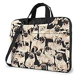 Tcerlcir 15,6 Zoll Stilvolle Laptoptasche,Mops Hund Laptop-Schulter-Umhängetasche,Leichte Laptoptasche mit Schultergurt,für Schularbeit, Bürog