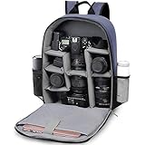 CADeN Kamerarucksack Camera Backpack Wasserabweisend Kameratasche Fototasche Kompatibel mit Sony Canon Nikon und 1 DSLR/SLR 7 Objektiv Stativ Zubehör (Blau-L)