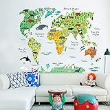 Staright Große Kinder pädagogische Tier Wahrzeichen Weltkarte Peel & Stick Wandtattoos Aufkleber Home Decor Kunst für Kinderg