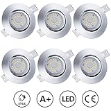 Anpro 6Stk LED Einbaustrahler Flach Dimmbar + Anschlussdose, Einbauleuchten Deckenstrahler Einbauspot 230V 5W LED-Modul 3 Beleuchtungsmodi Ausschalter, Warmweiß [Energieklasse A+]