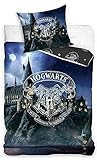 BERONAGE Harry Potter Wende-Bettwäsche Castle 135 x 200 + 80 x 80 cm 100% Baumwolle Renforcé-Linon-Qualität HP Slytherin Gryffindor Hufflepuff Ravenclaw Hogwarts mit Reißverschluss deutsche Größe 866
