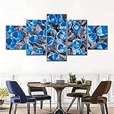 Leinwandgemälde 5 Stück Drucke, Wandkunst, hellblaue Tulpenzwiebeln, Heimdekoration, kreative Bilder für Geschenk, Wohnzimmer, Schlafzimmer, Dekorationen, gerahmtes Kunstwerk, 150 x 80