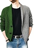 JELLYB Strickwaren Herren Herbst Winter Mode Zweifarbig Spleißen Strickjacke Männer Jacke Modern Urban Lose Revers Herren Sweater Outdoor Streetstyle Herren Langarm M