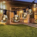 Opard Lichterkette Außen 7.5M 28er Lichterkette G40 Glühbirnen Glühbirnen Lichterkette Außen Warmweiß Garten Lichterketten Außen Innenbeleuchtung Deko Licht mit Stecker für Hochzeit, Zimmer, G