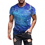 Herren T-Shirt mit Kompass-Print, Vintage Shirt Printshirt Kompass Used Look Slim Fit, Retro Tshirt Herren Männer T-Shirts mit Rundhalsausschnitt und Kurzen Ärmeln 3D Drucken Top
