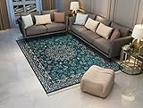 ChakrpaniKM Seidenteppich, Heimdekoration, Schlafzimmer, Wohnzimmer, Esszimmer, traditionelles persisches Design, 200 x 270 cm, Meeresgrü