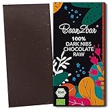 bean2bar - Bio 100 % RAW & Nibs. Handgemachte Edelschokolade mit Kakaonibs - aus rohen Fairtrade-Kakaobohnen. (1 Tafel - 75g) - VEGAN