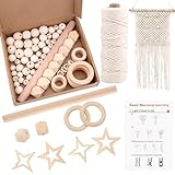 Makramee Kits für Erwachsene Anfänger, Makramee Pflanzenaufhänger Kits, Makramee Wandbehang Set enthält 3 mm 100 % Baumwollseil, Makramee-Perlen, Ringe und Anleitung für Anfäng