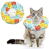 AvoDovA Katze Schutzkragen, Halskrause Katze Halsband Soft, Katze Wiederherstellung Halsband, Haustiere Schutzkragen Einstellbarer Schützender Baumwollring Protective für Katze und Hund (S)