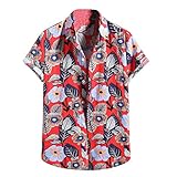 Hawaiihemd Blumen Hemd Hochzeit Party Herren Freizeithemd Funky Kurzarm Urlaub Sommer Aloha Bedruckter Strand Hawaii Hemd Oversize Shirt 3D Gedruckt Kurzarmhemd Männer Bunte Casual S
