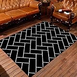RUGMRZ Deko Esszimmer Schwarzes Mesh Modernes minimalistisches rutschfeste langlebige Wohnzimmer Schlafzimmer großes Teppich bettumrandung Teppich Waschbar und pflegeleicht 67X220CM/2ft 2''X7ft 3''