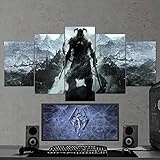 Gmoope Wandbild Leinwand The Elder Scrolls 02 Online 5 Teilig Bilder Wohnzimmer Wohnung Deko 5 Stück Kunstdruck Modern Wandbilder XXL Format Wanddekoration Design Wand B