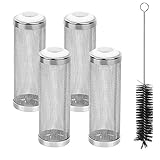 HAKOTOM 4Pcs Aquarium Aussenfilter Filterschutz Aquarium Edelstahlfilter Schutzhülle Einlass Aquarium Guard Mesh Net Filter zum Schutz der Fische Shrimp und Garnelen für Luftpumpen Rückschlag
