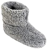 Estro Herren Damen Hausschuhe Reine Wollhausschuhe - Hüttenschuhe Stiefel Warm Winter Wolle Warme Winterhausschuhe Schafswolle Mit Fell Schafwolle OLE (42 EU, Graphit)