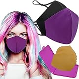 Cussi - Wiederverwendbare Hygienische Stoffmaske, zertifiziert UNE 0065:20 und BFE zertifiziert 99 %, waschbar bis zu 20 Zyklen – Packung mit 2 Masken, Etui, extra Filter (lila, schwarz)