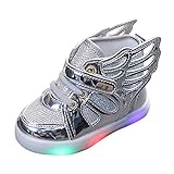 LED Turnschuhe Jungen 39 Leuchtende Schuhe Mädchen Sportschuhe Mit Flügel Klettverschluss Kinderschuhe Kinder Sneaker Rutschfest Turnschläppchen Lauf F