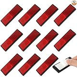 12Pcs LKW Reflektor Auto Reflektor Aufkleber Rot Seitenreflektoren Rechteckig Rückstrahler Katzenauge Reflektor für Torpfosten Anhänger Motorrad Wohnwagen LKW Boot (Rot)