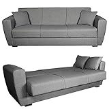 COSTWAY 3-Sitzer Schlafsofa Bettsofa, Sofa Couch mit verstecktem Stauraum & Armlehnen, Multifunktionssofa Schlafsofa, Schlafcouch Bettcouch für Schlafzimmer Wohnzimmer Büro (Grau)