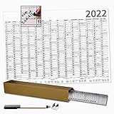 kleiner Wandkalender 2022 B2 Blau für das Büro abwischbar mit Folienstift Plakatwandplaner Posterkalender klein Wandplaner Sonn-und Feiertage in B