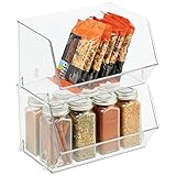 mDesign Aufbewahrungsbox für Lebensmittel – Küchen Ablage mit offener Vorderseite für Kühlschrank, Schrankfach oder Gefriertruhe – Kühlschrankbox aus BPA-freiem Kunststoff – 2er-Set – durchsichtig