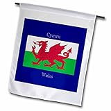 3dRose FL_165735_1 Flagge von Wales auf dunkelblauem Hintergrund, Wales, gedruckt in englischer Sprache, 30,5 x 45,7