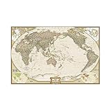 CROSYO 1 stück Antique Weltkarte 150x100cm Faltbar Die Welt Physische Karte Vlies-Map für Bildung und Kultur Bürodek